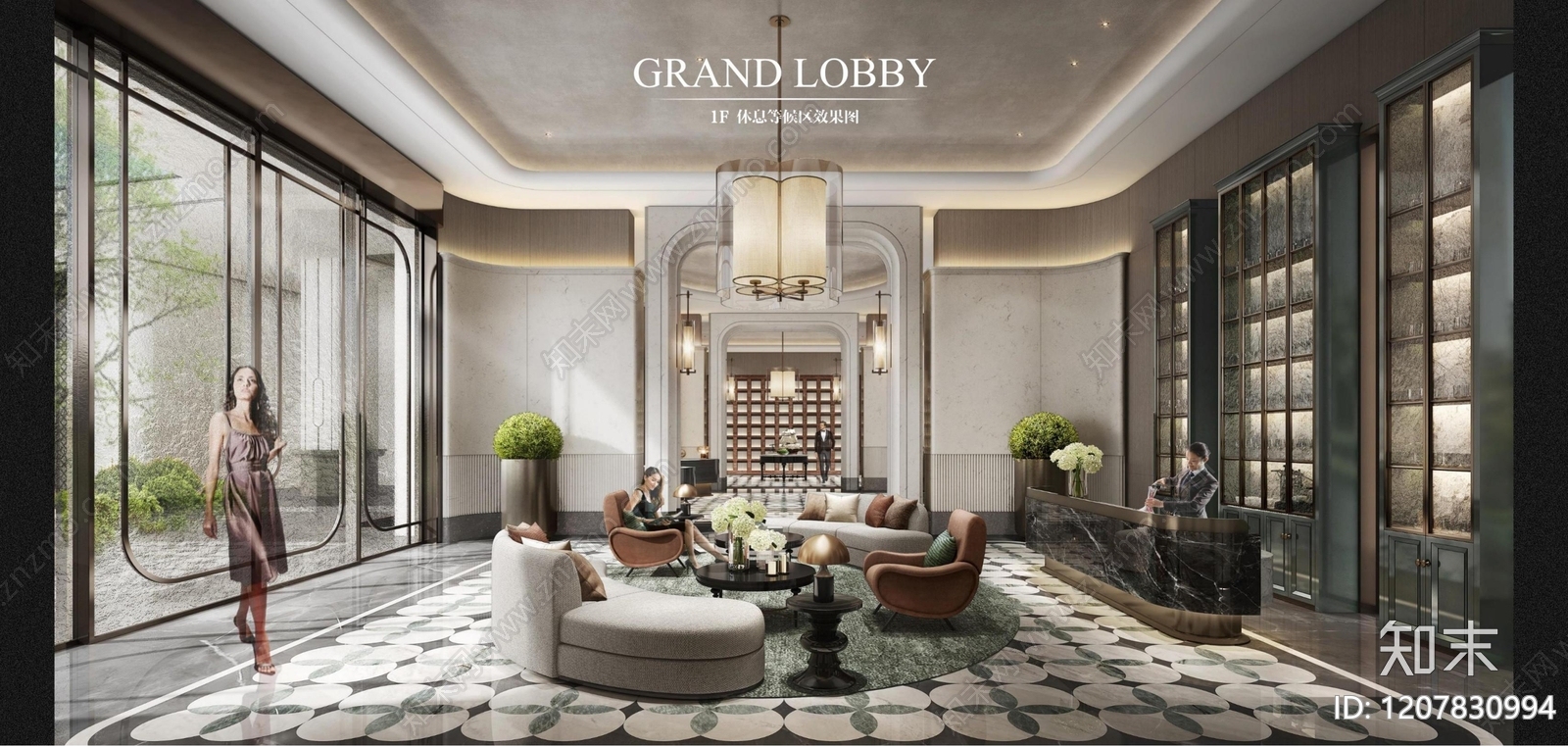 轻奢复古售楼处软装下载【ID:1207830994】