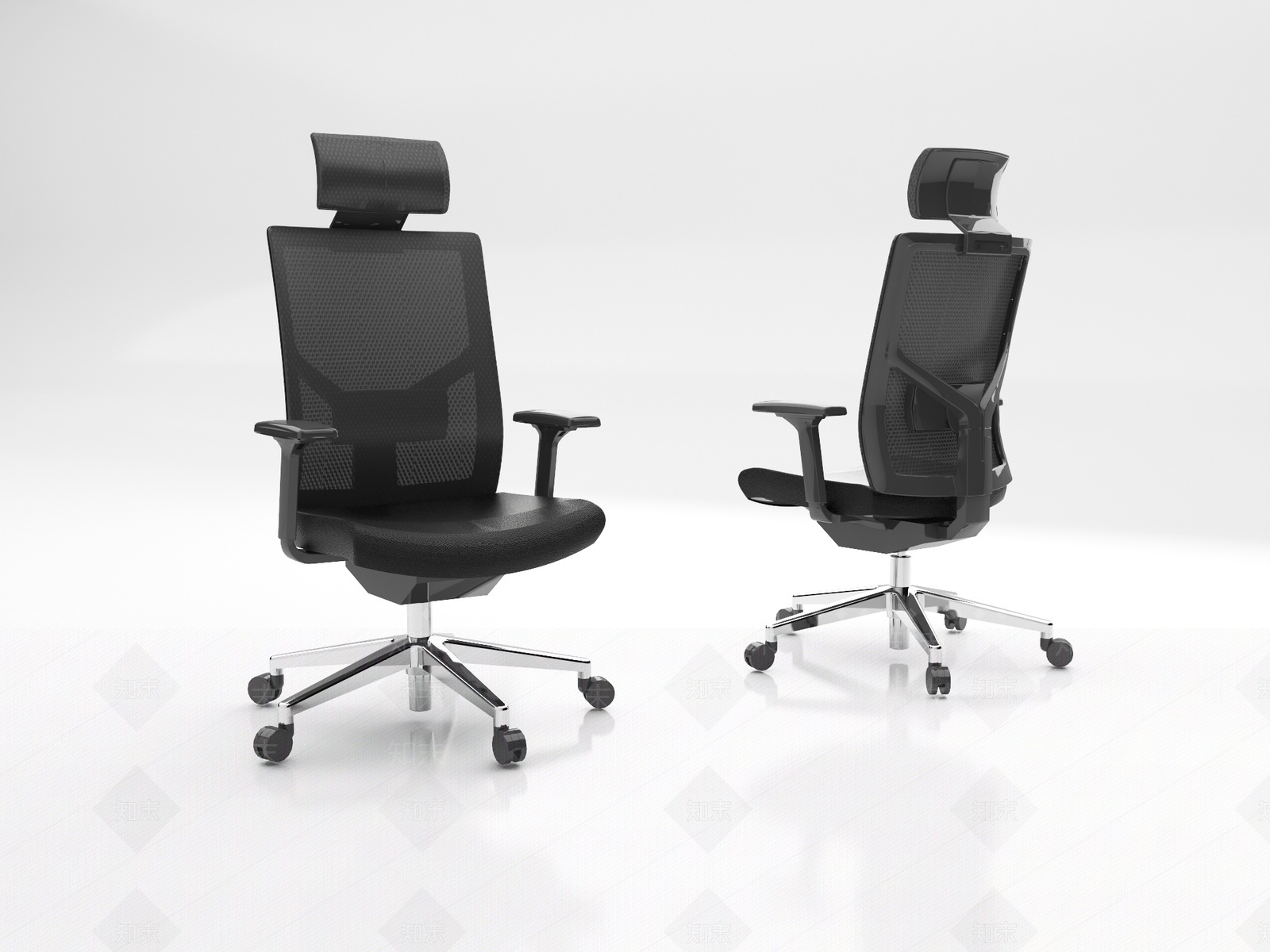 现代职员网布办公椅3D模型下载【ID:1207839958】
