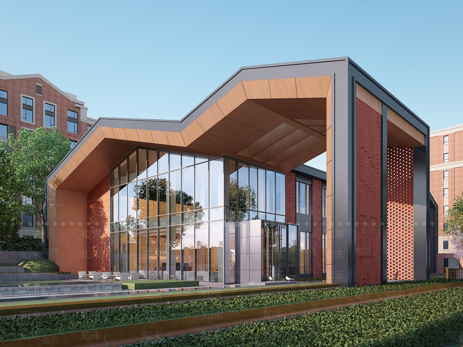 现代售楼处外观3D模型下载【ID:1207871165】