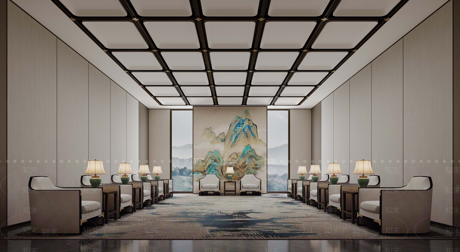 新中式贵宾接待室3D模型下载【ID:1207909520】