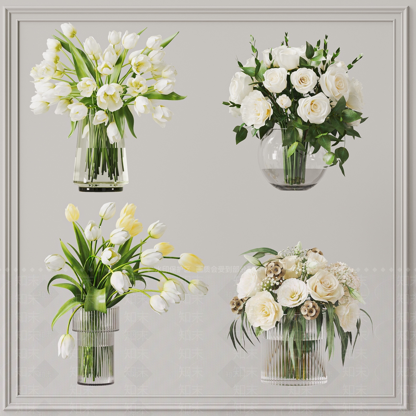 花瓶花艺3D模型下载【ID:1207923615】