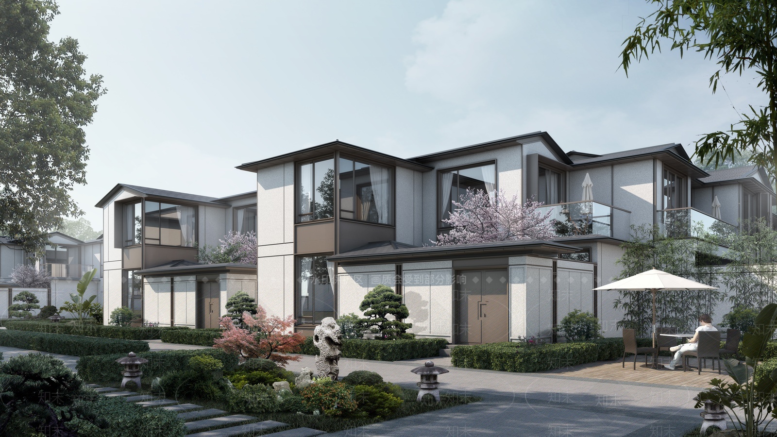 新中式联排别墅SU模型下载【ID:1207923842】