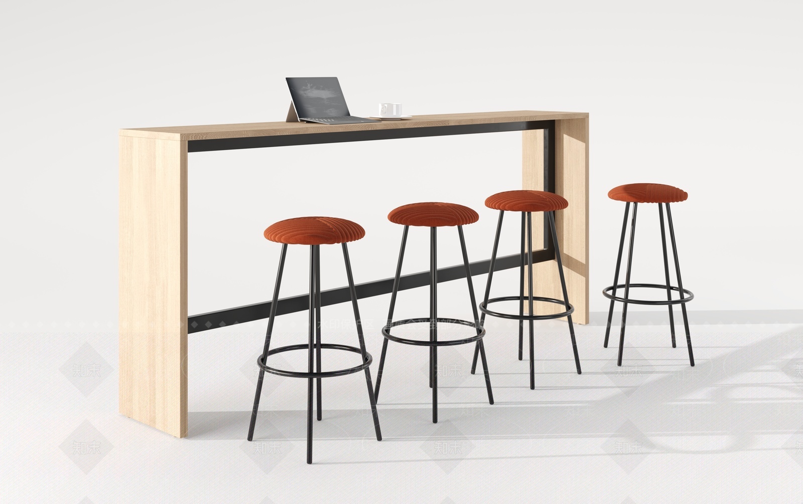 现代吧台吧椅组合3D模型下载【ID:1207924451】