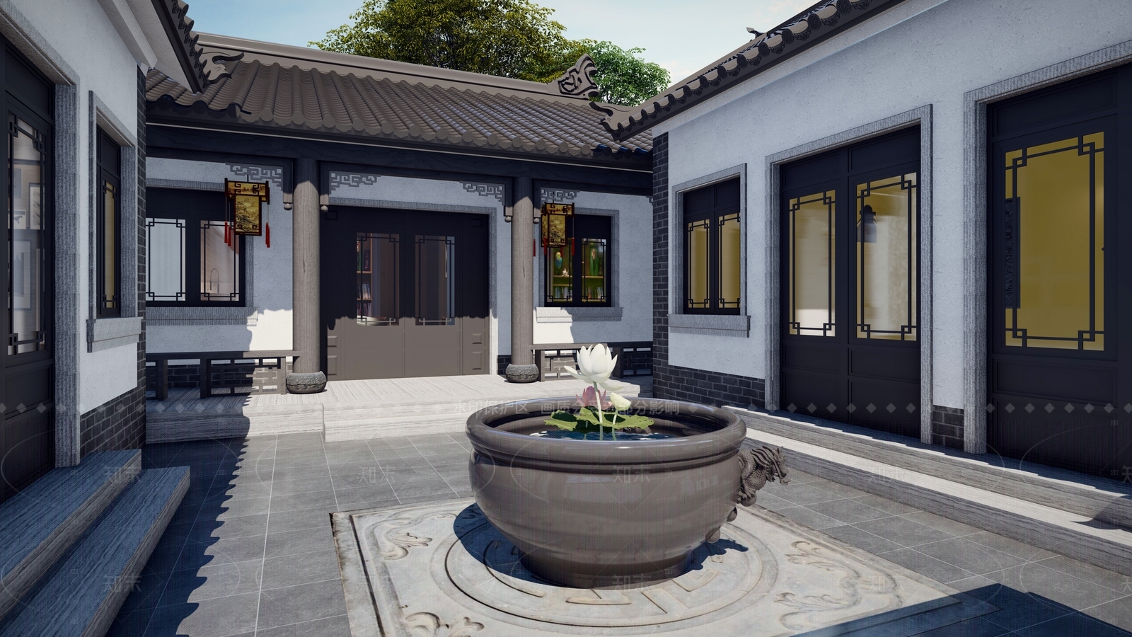中式四合院SU模型下载【ID:1207968763】