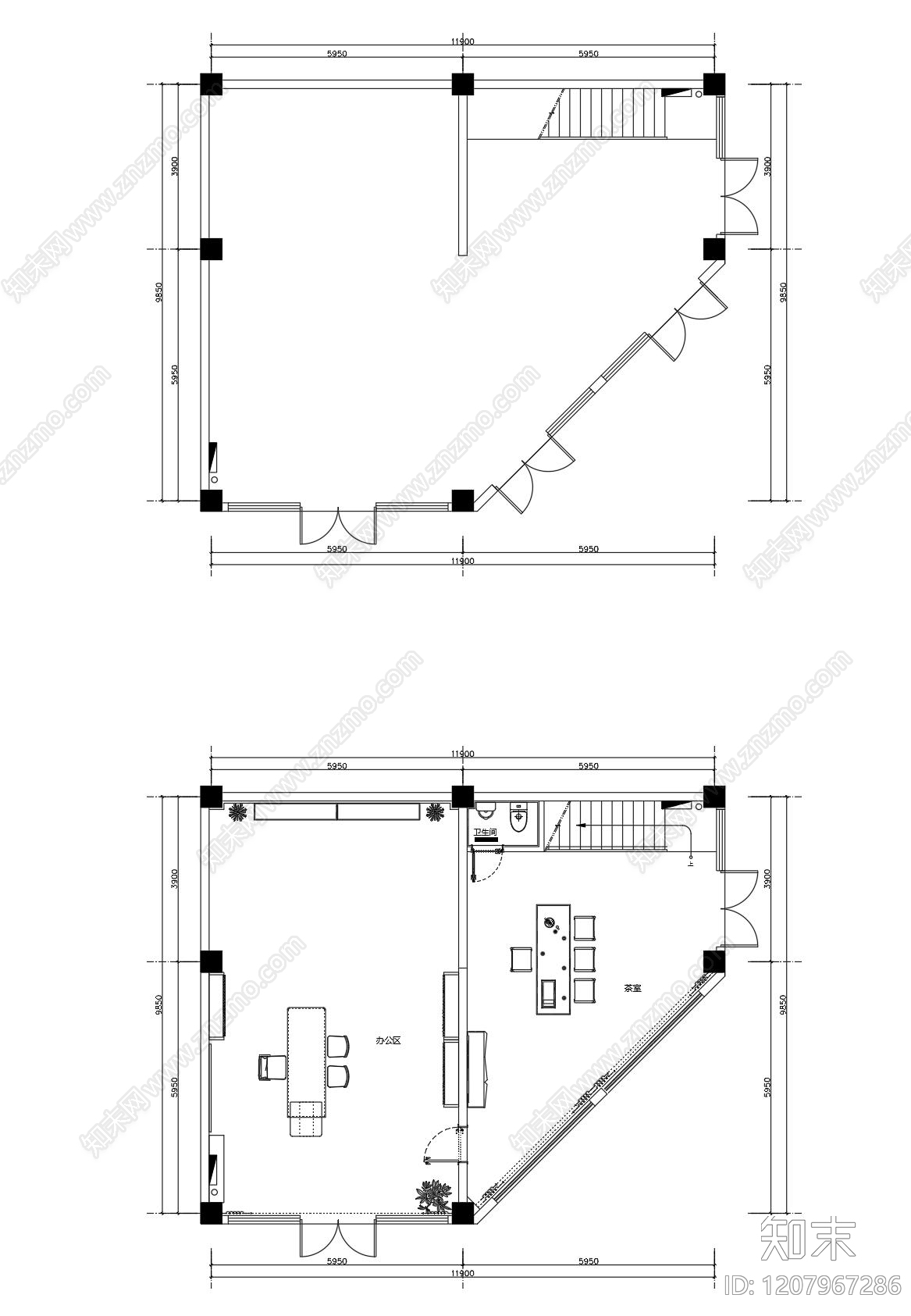 现代整体办公空间cad施工图下载【ID:1207967286】
