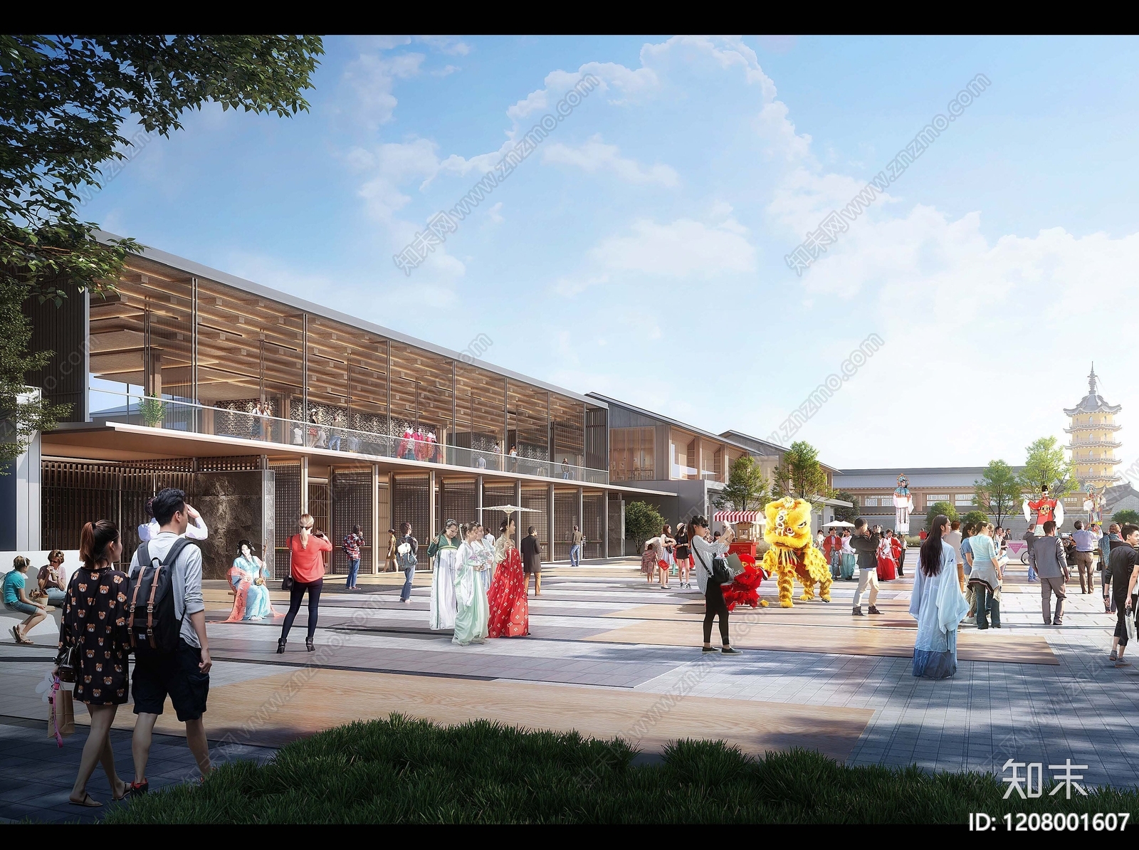 现代轻奢商业街区建筑下载【ID:1208001607】