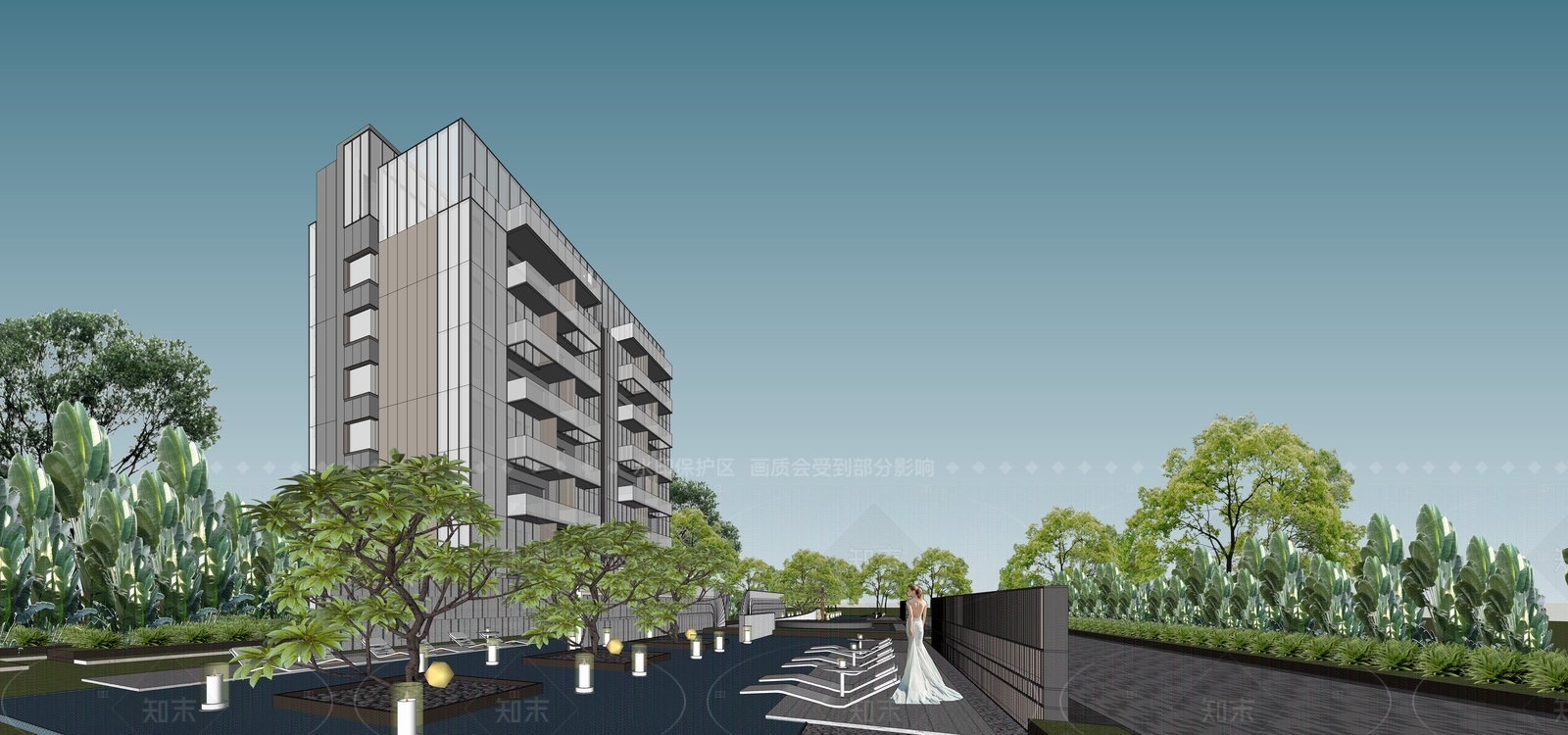 现代极简多层住宅SU模型下载【ID:1208001226】