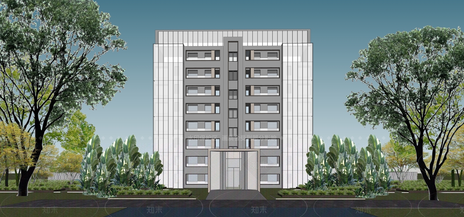 现代极简多层住宅SU模型下载【ID:1208001226】