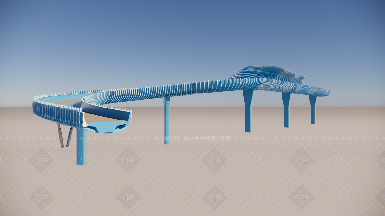 现代景观桥SU模型下载【ID:1208318078】
