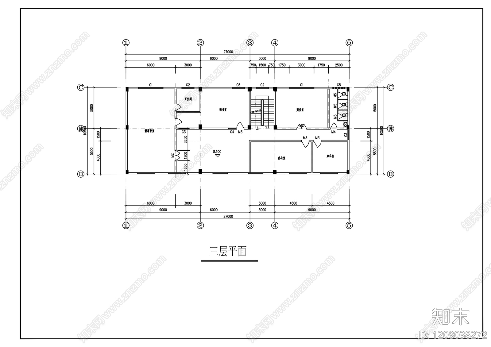 现代办公楼建筑cad施工图下载【ID:1208038272】
