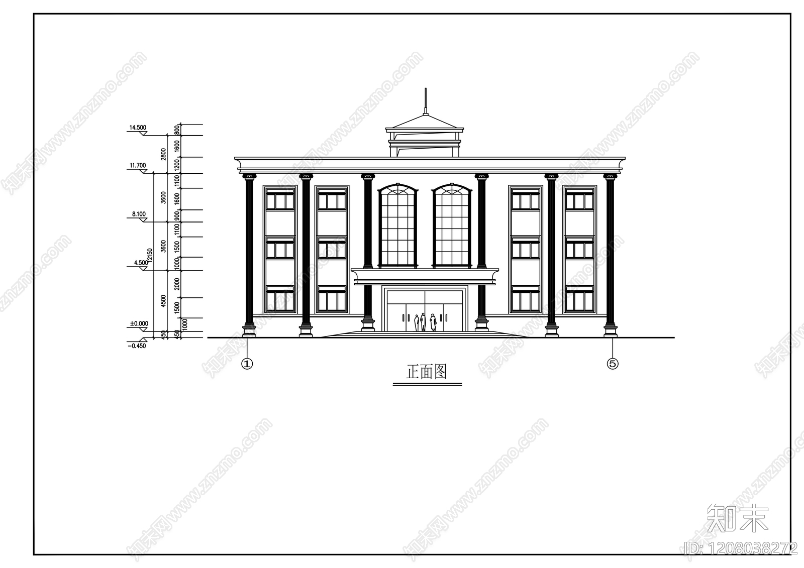 现代办公楼建筑施工图下载【ID:1208038272】