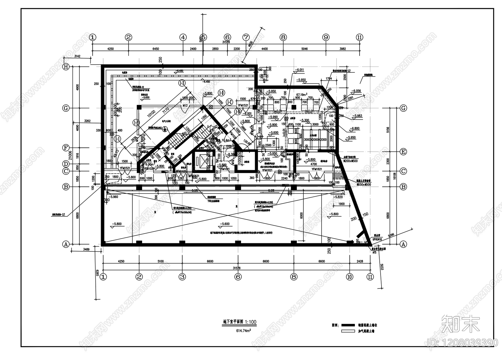 现代办公楼建筑cad施工图下载【ID:1208039390】