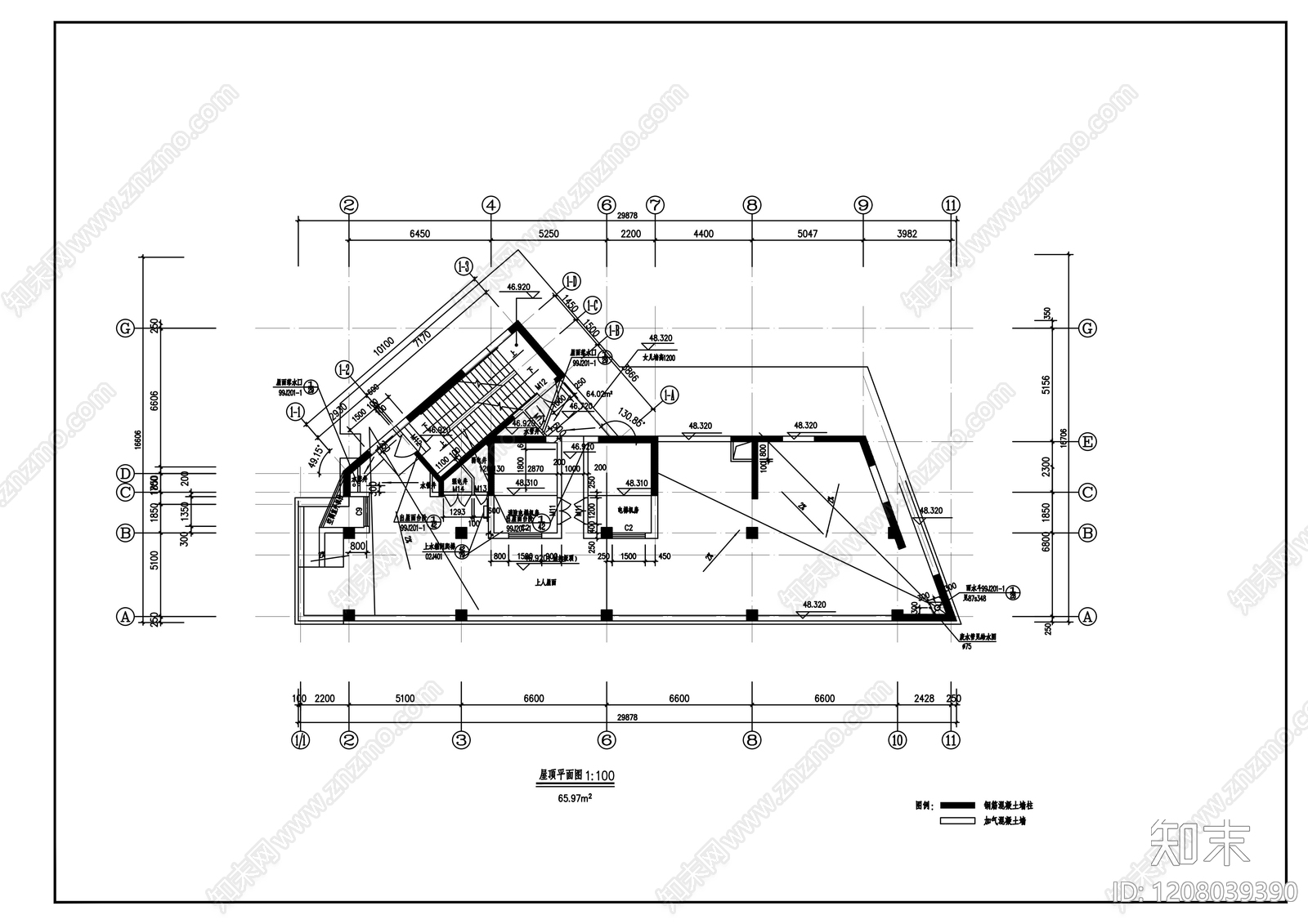 现代办公楼建筑cad施工图下载【ID:1208039390】