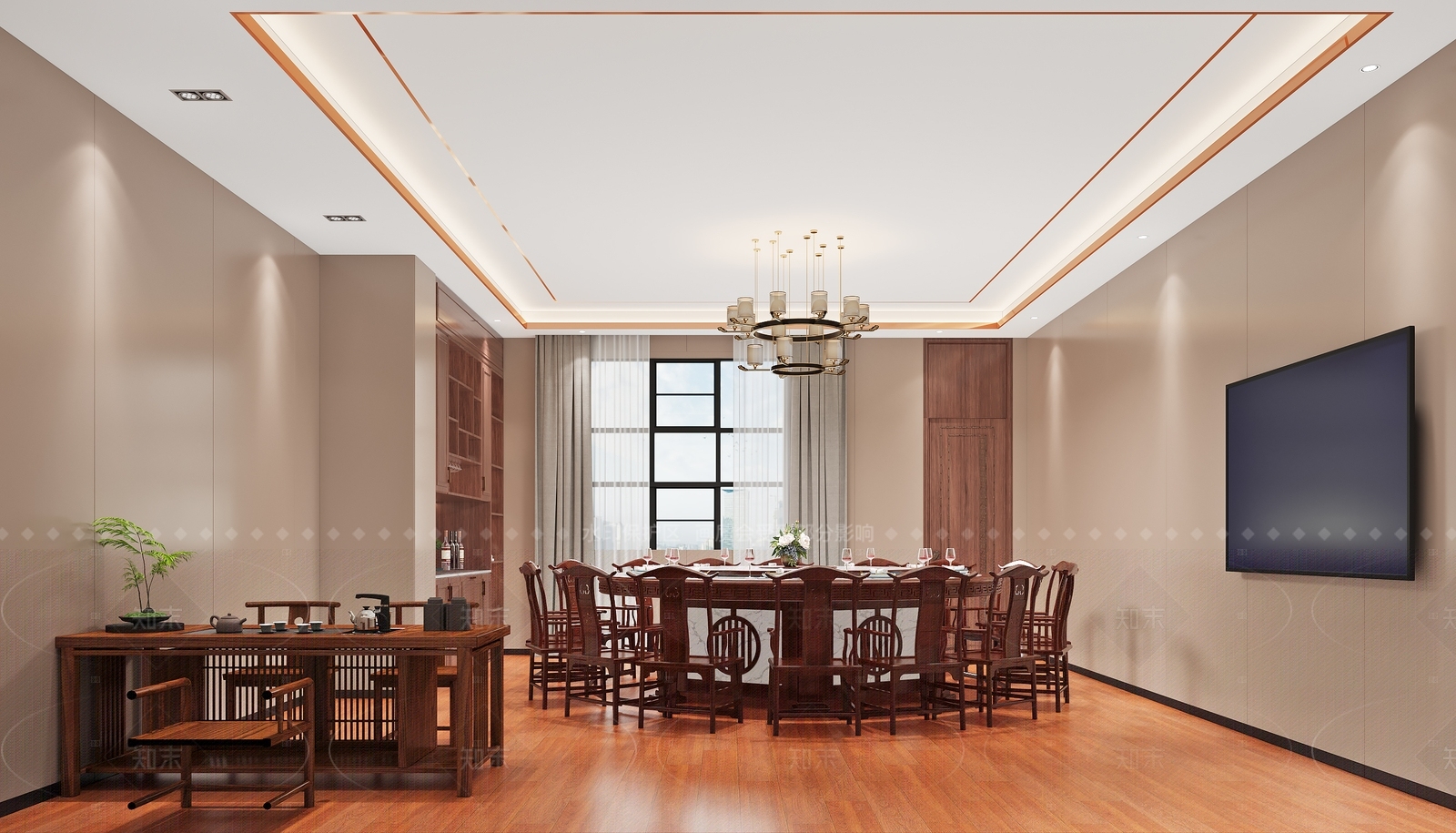 现代新中式包厢3D模型下载【ID:1208040873】