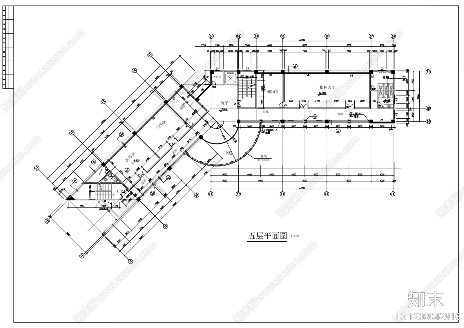 现代办公楼建筑cad施工图下载【ID:1208042916】