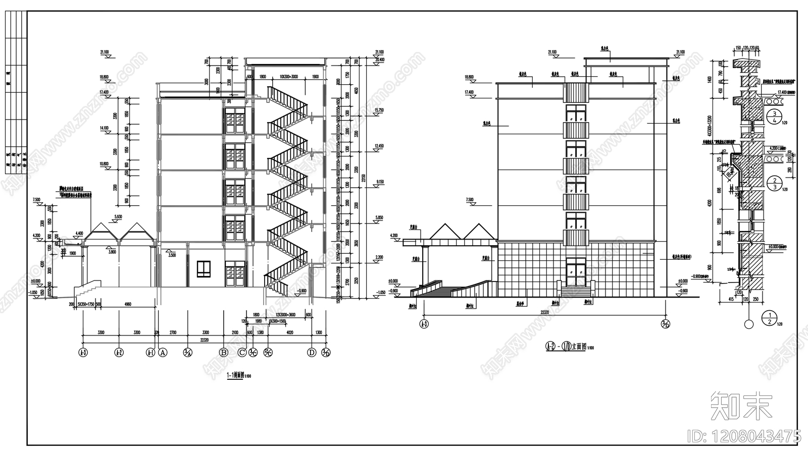 现代办公楼建筑cad施工图下载【ID:1208043475】