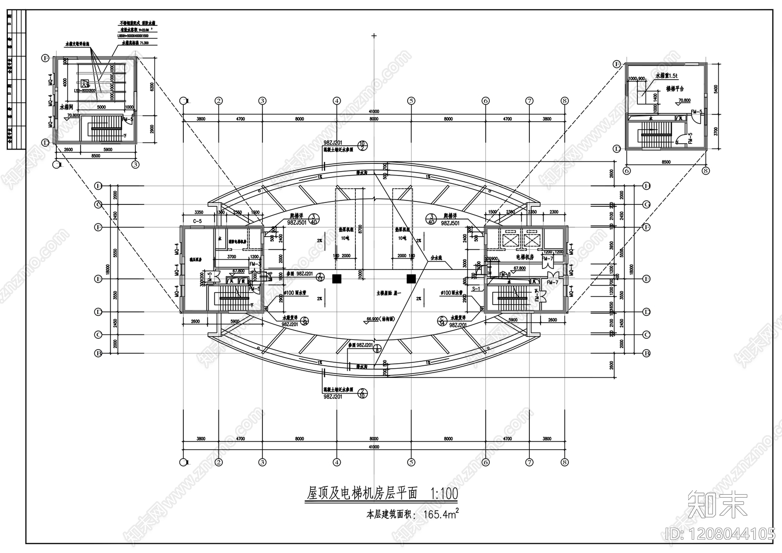 现代办公楼建筑cad施工图下载【ID:1208044105】