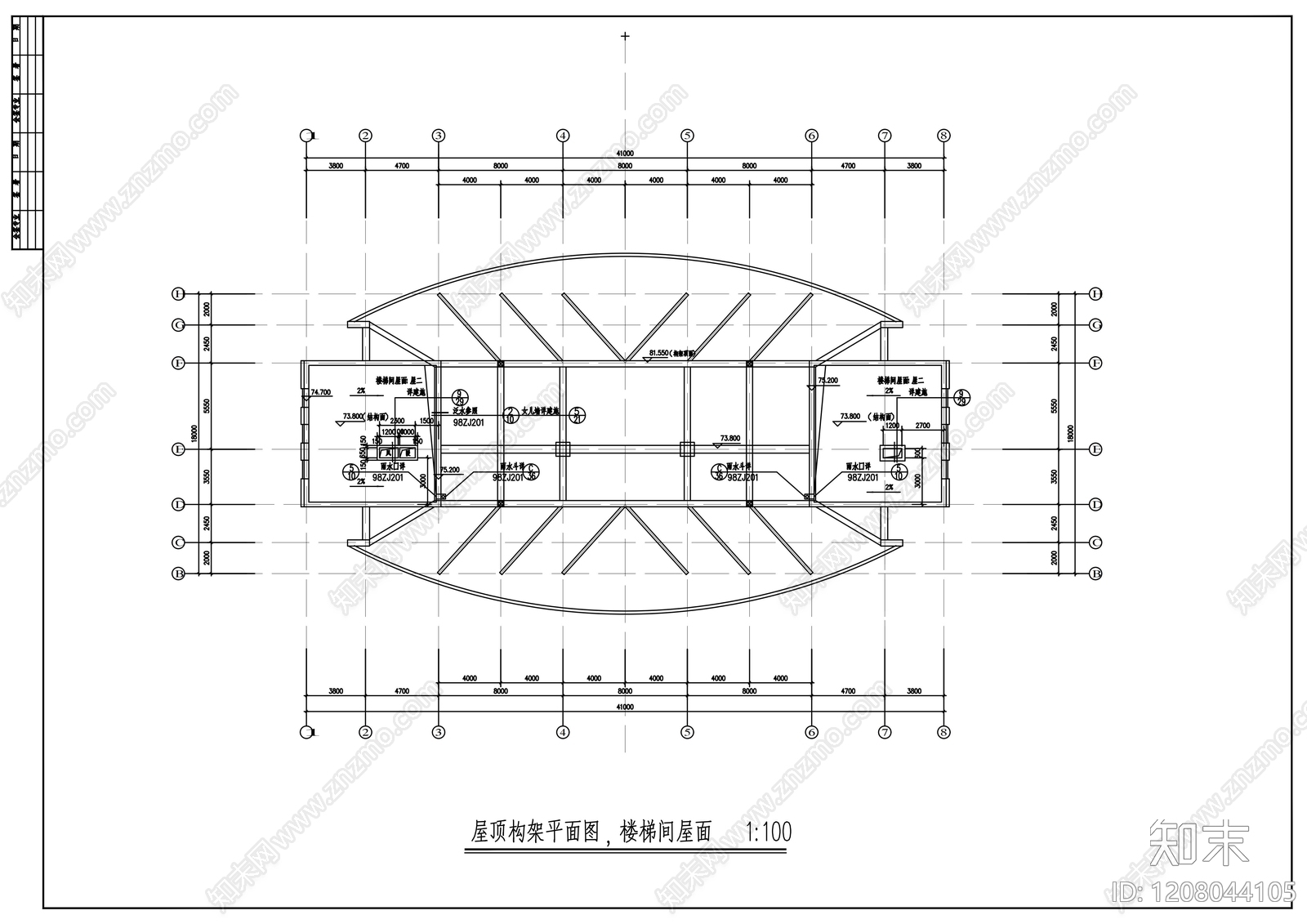 现代办公楼建筑cad施工图下载【ID:1208044105】