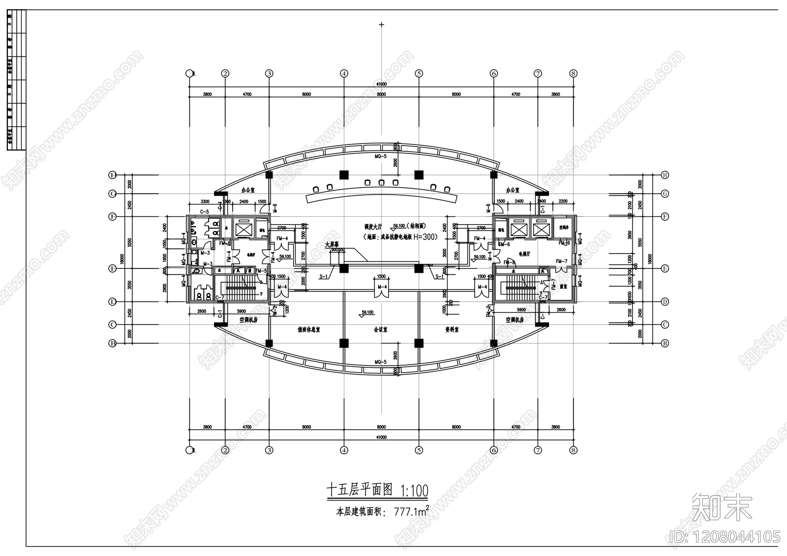 现代办公楼建筑cad施工图下载【ID:1208044105】