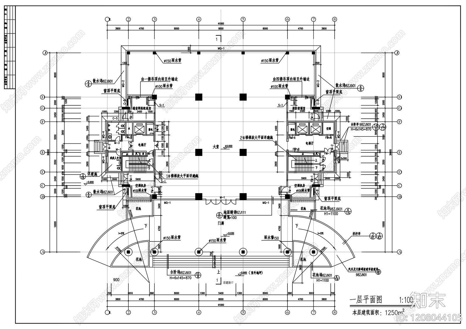 现代办公楼建筑施工图下载【ID:1208044105】