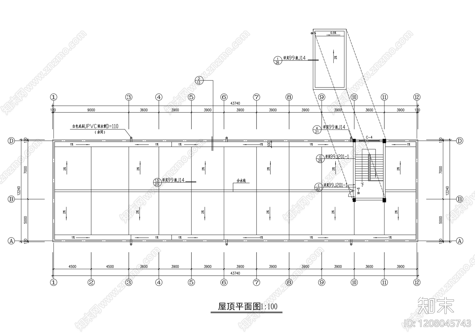 现代办公楼建筑cad施工图下载【ID:1208045743】