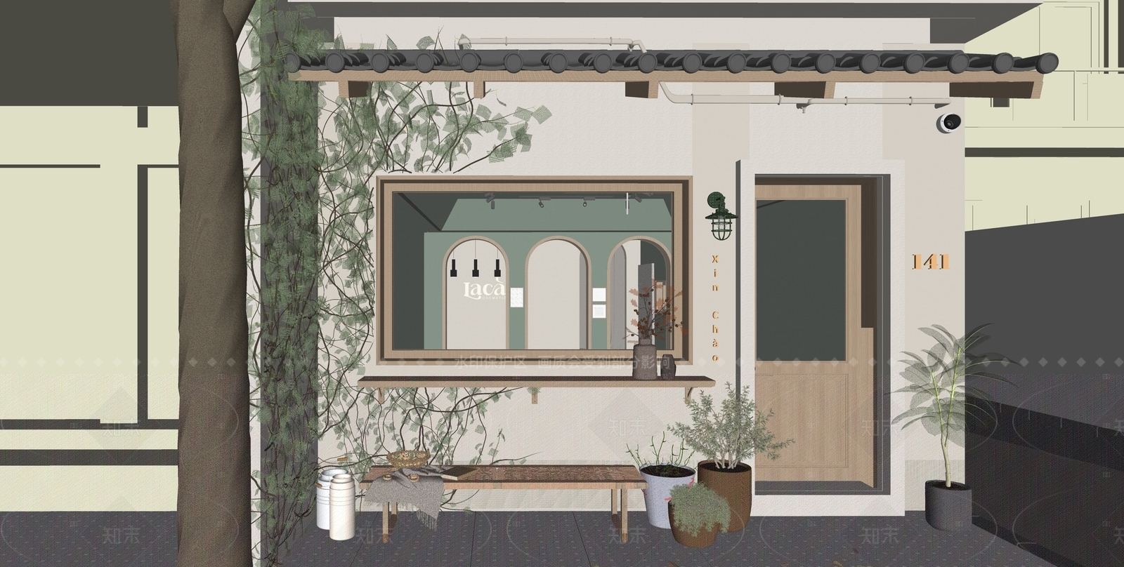奶油奶茶店SU模型下载【ID:1208046962】