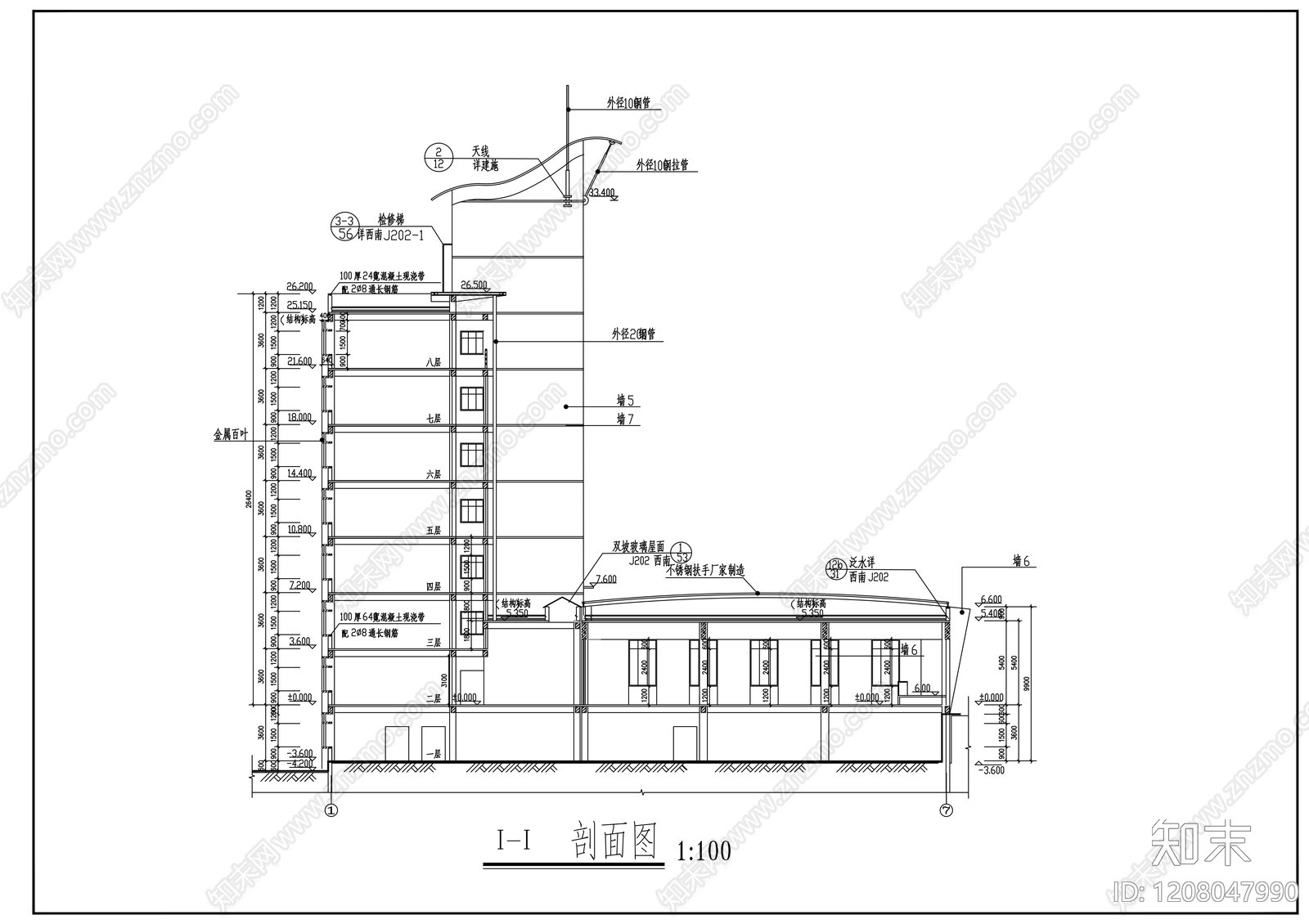 现代办公楼建筑cad施工图下载【ID:1208047990】