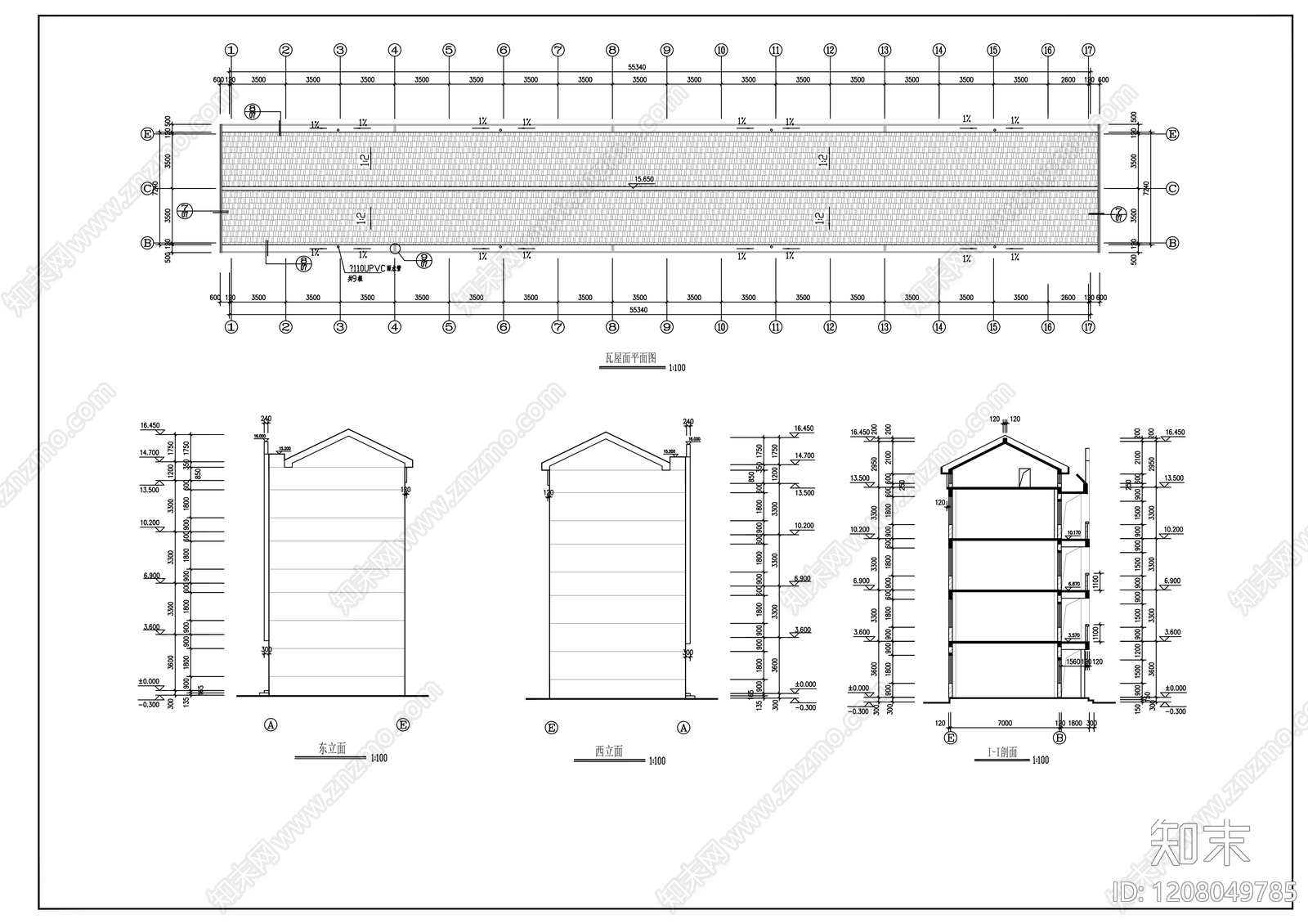 现代办公楼建筑cad施工图下载【ID:1208049785】