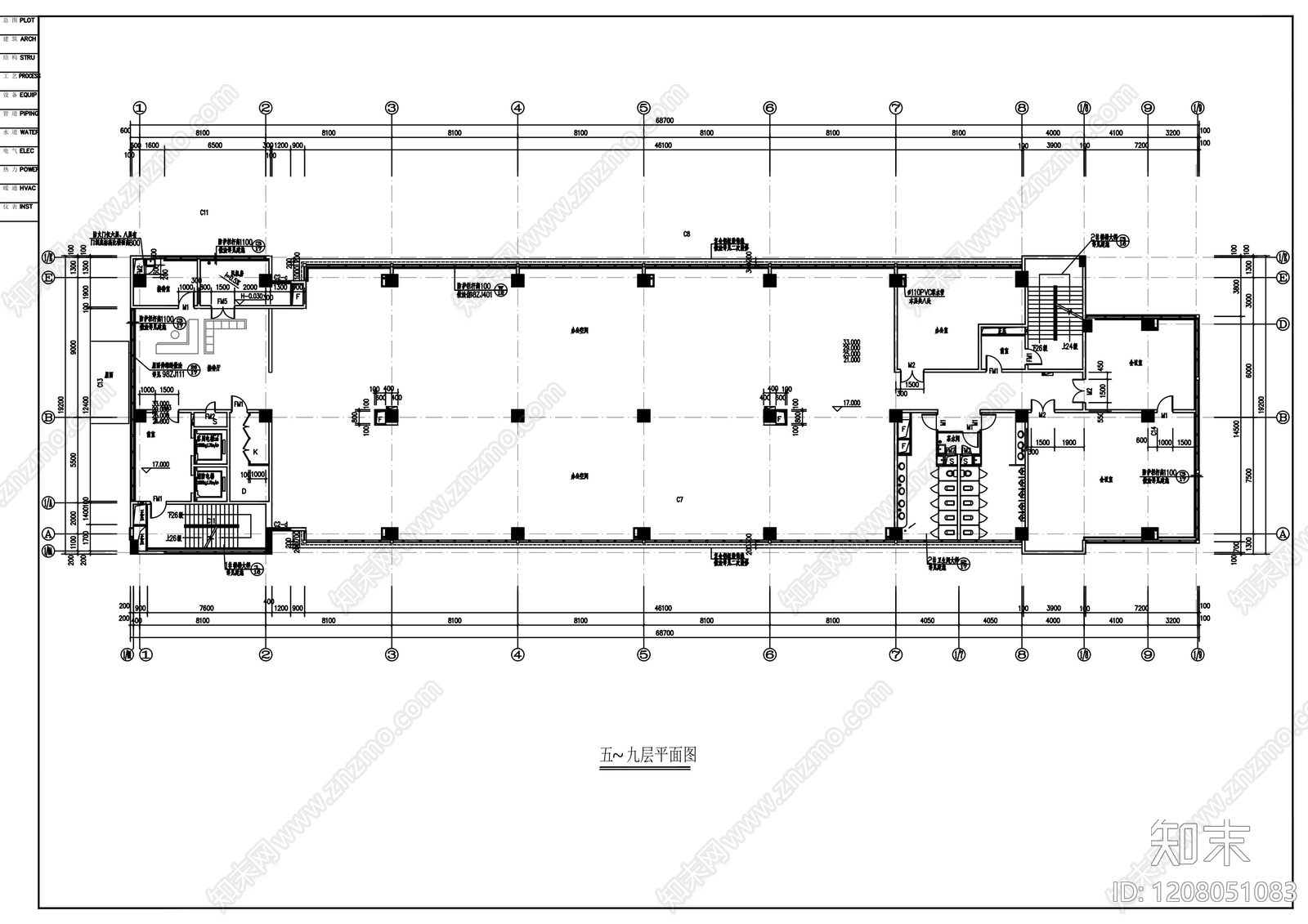 现代办公楼建筑cad施工图下载【ID:1208051083】