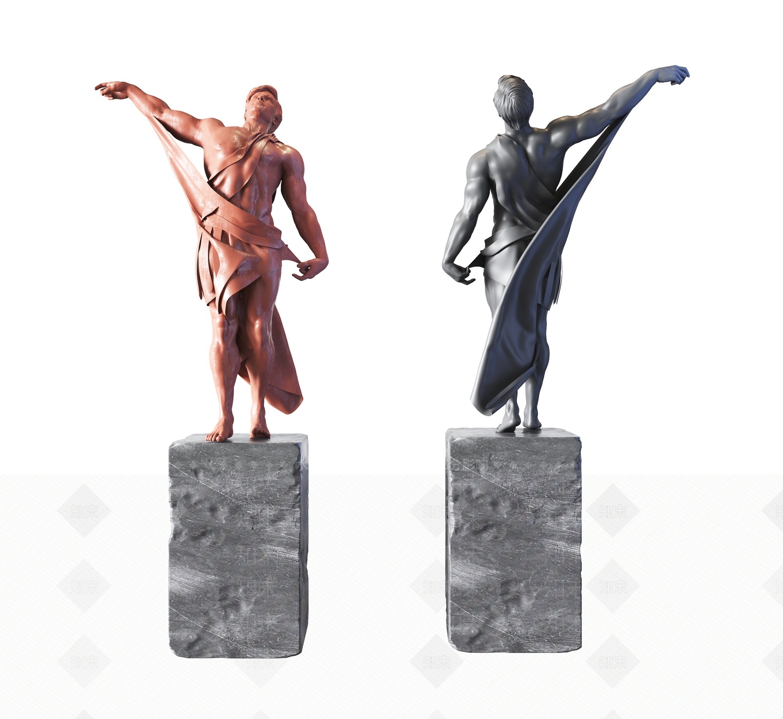 现代人物室内雕塑装置3D模型下载【ID:1208051229】