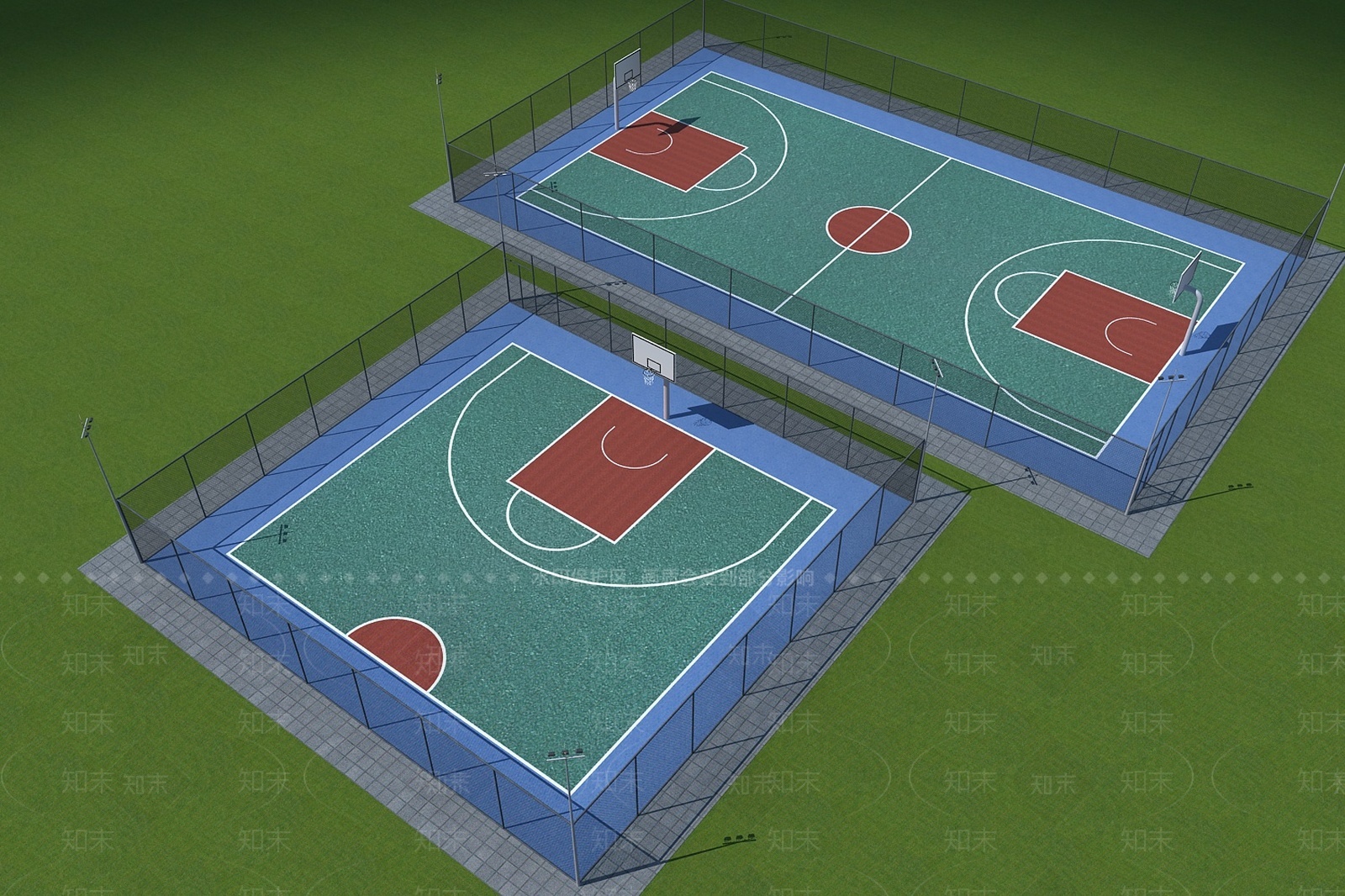 现代蓝球场3D模型下载【ID:1208052097】