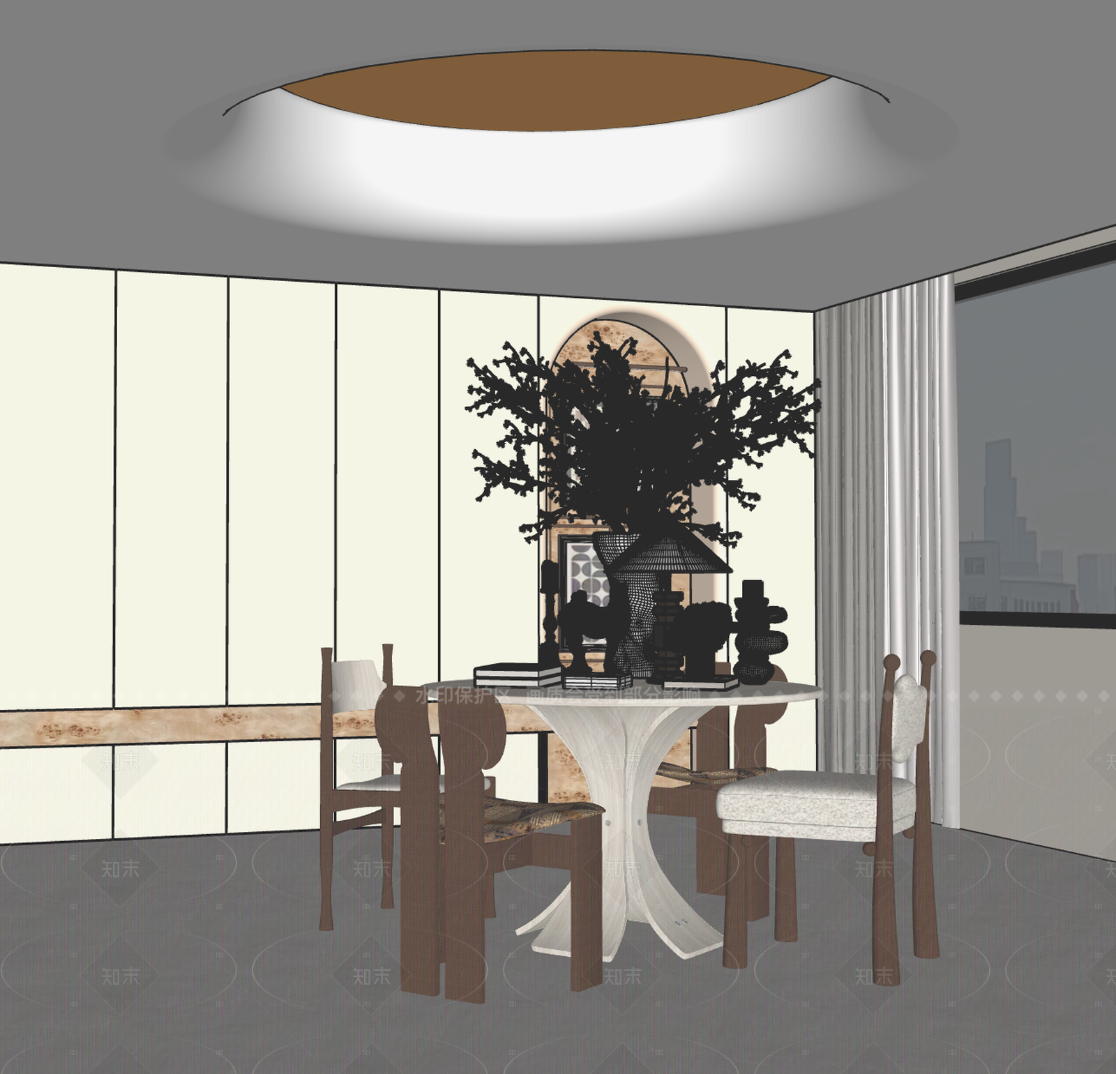 现代意式家居餐厅SU模型下载【ID:1208058649】