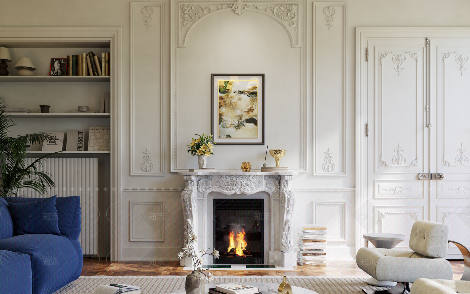 美式简欧别墅客厅3D模型下载【ID:1208064249】