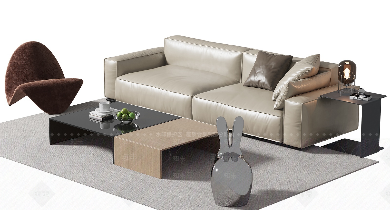 现代沙发茶几组合3D模型下载【ID:1208067353】