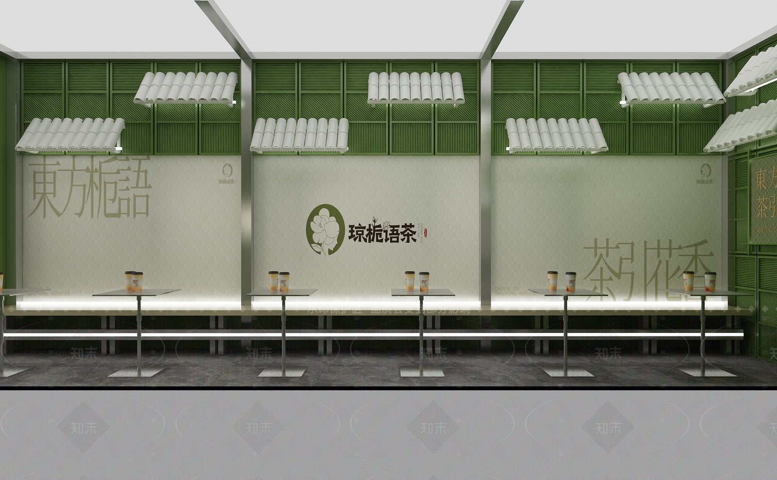 现代新中式奶茶店3D模型下载【ID:1208071102】