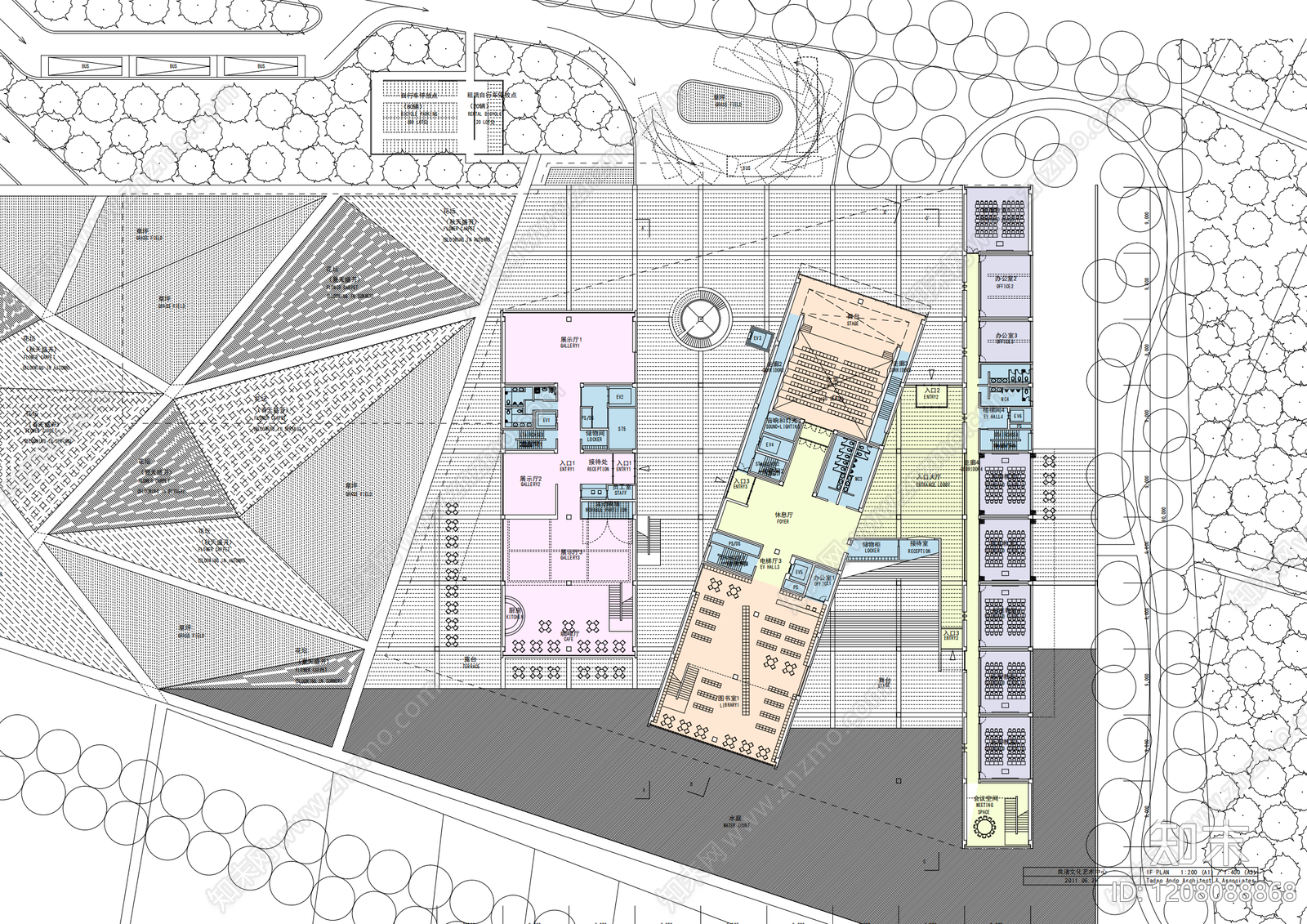 现代极简美术馆建筑施工图下载【ID:1208088868】