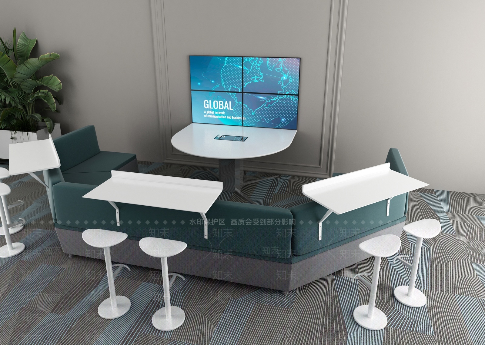 现代会议桌椅组合3D模型下载【ID:1208099088】