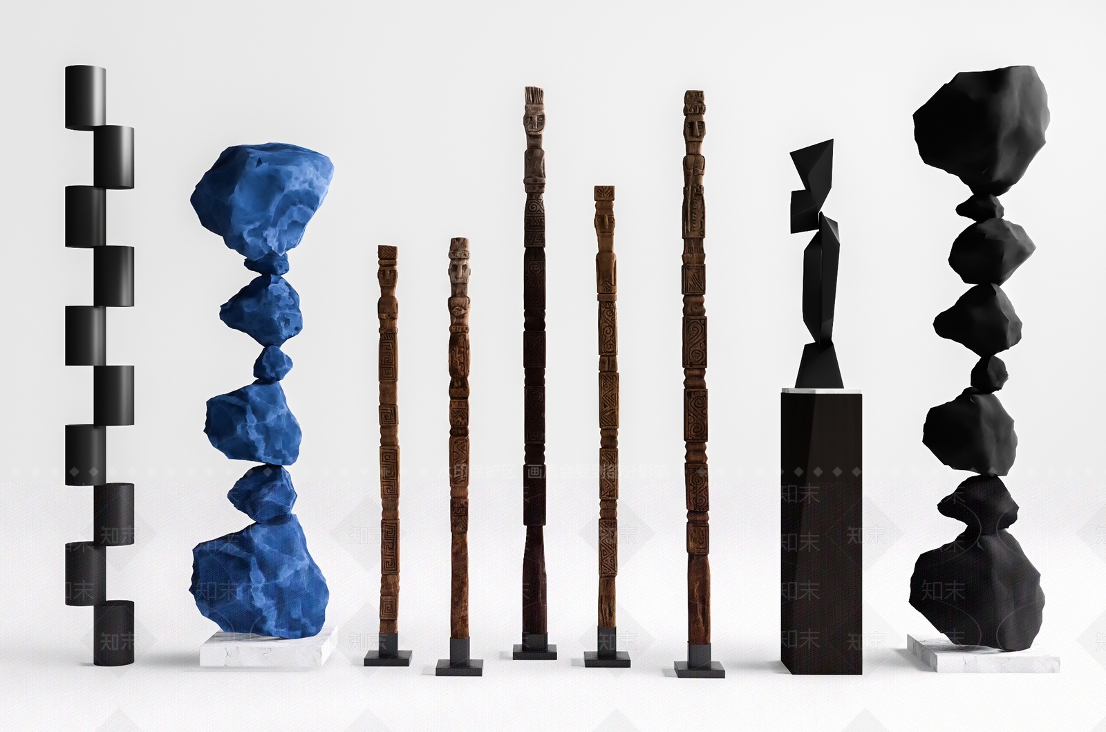 现代抽象雕塑组合SU模型下载【ID:1208113913】