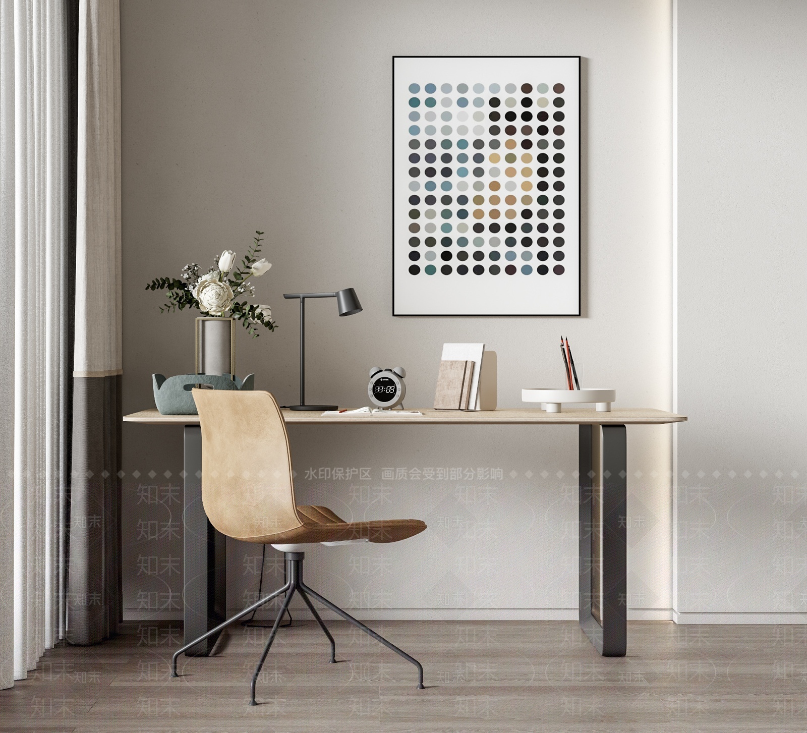 现代书桌椅办公椅组合SU模型下载【ID:1208117645】