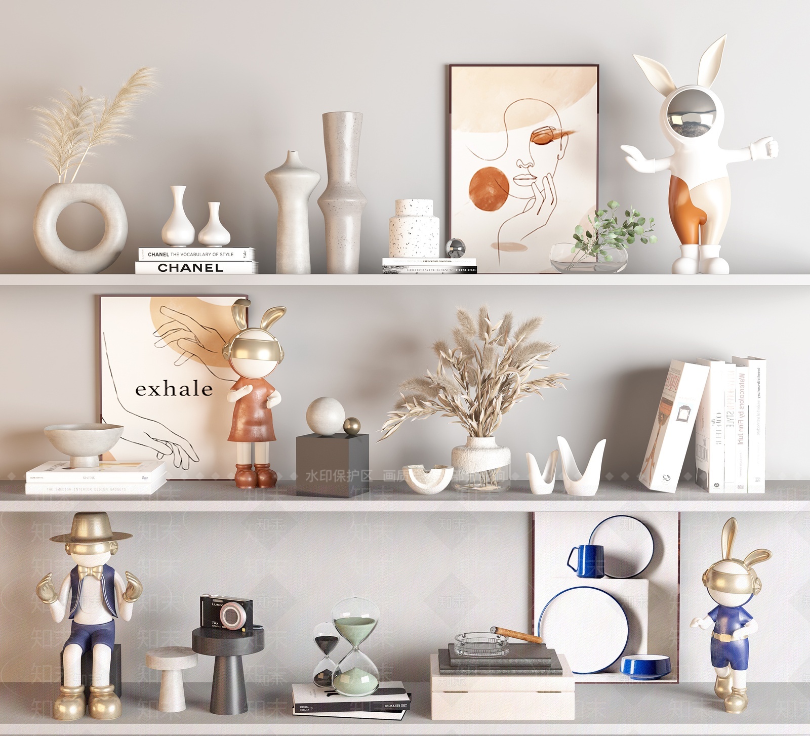 现代饰品摆件组合3D模型下载【ID:1208222257】