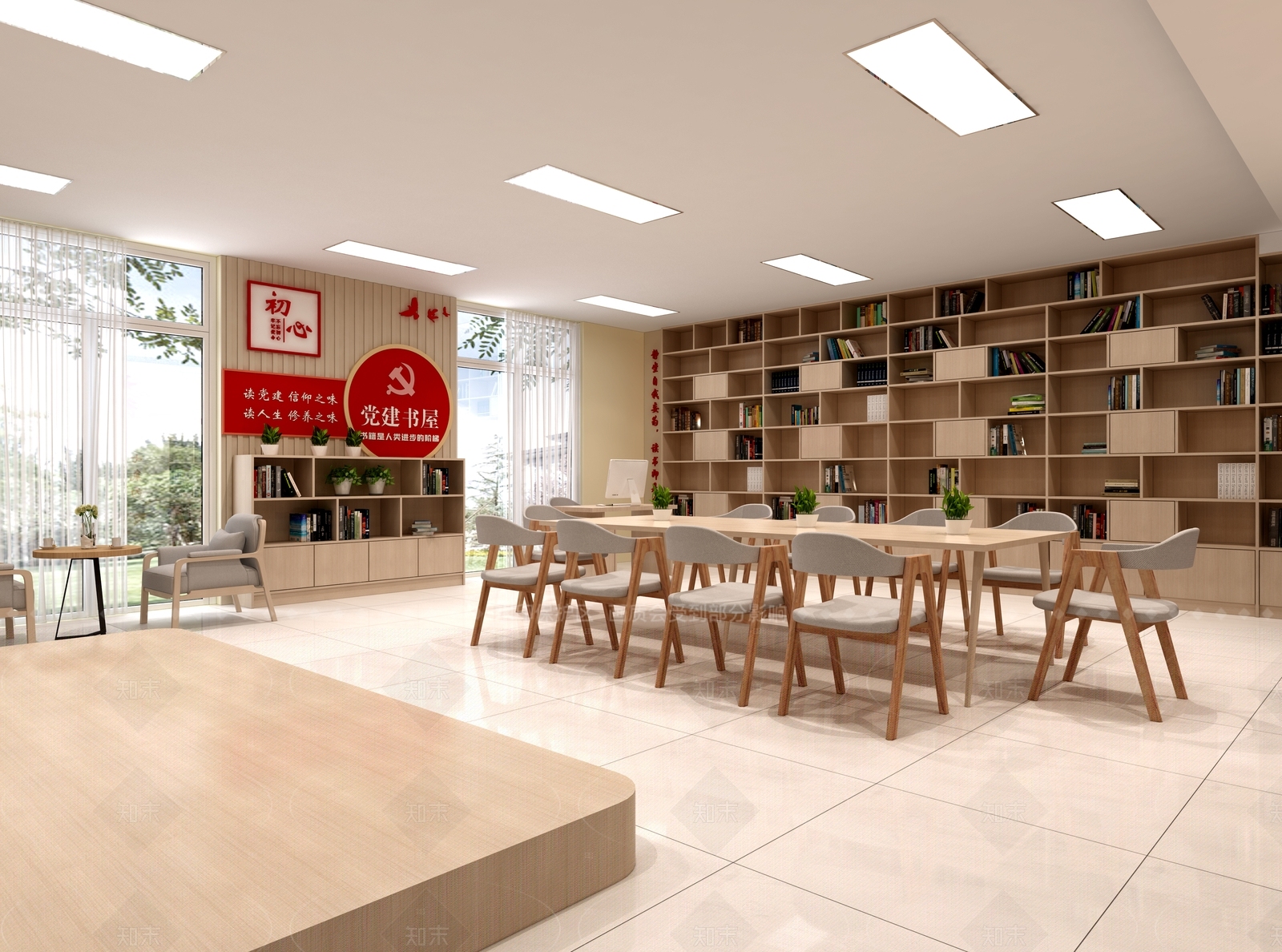 现代图书馆3D模型下载【ID:1208267001】