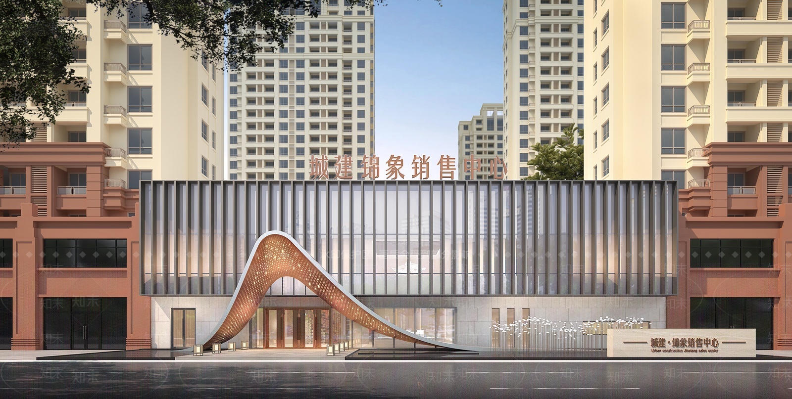 现代新中式售楼处外观3D模型下载【ID:1208268005】