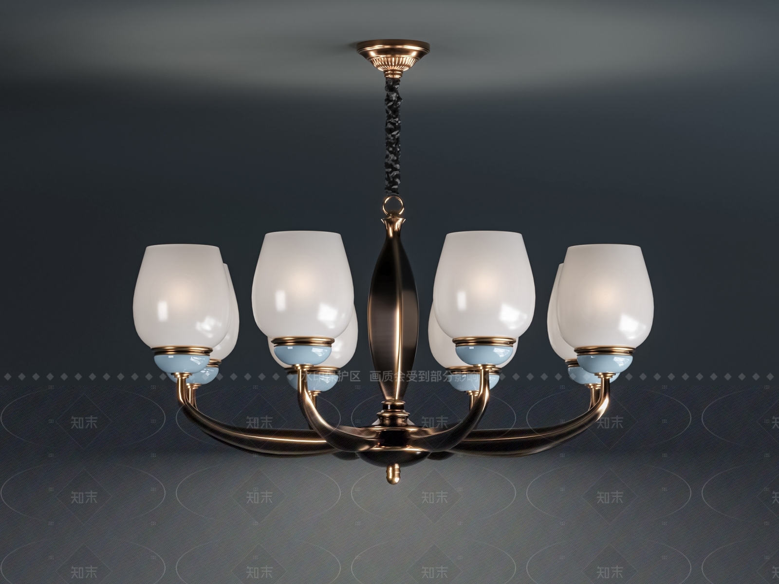 美式法式客厅吊灯3D模型下载【ID:1208268815】