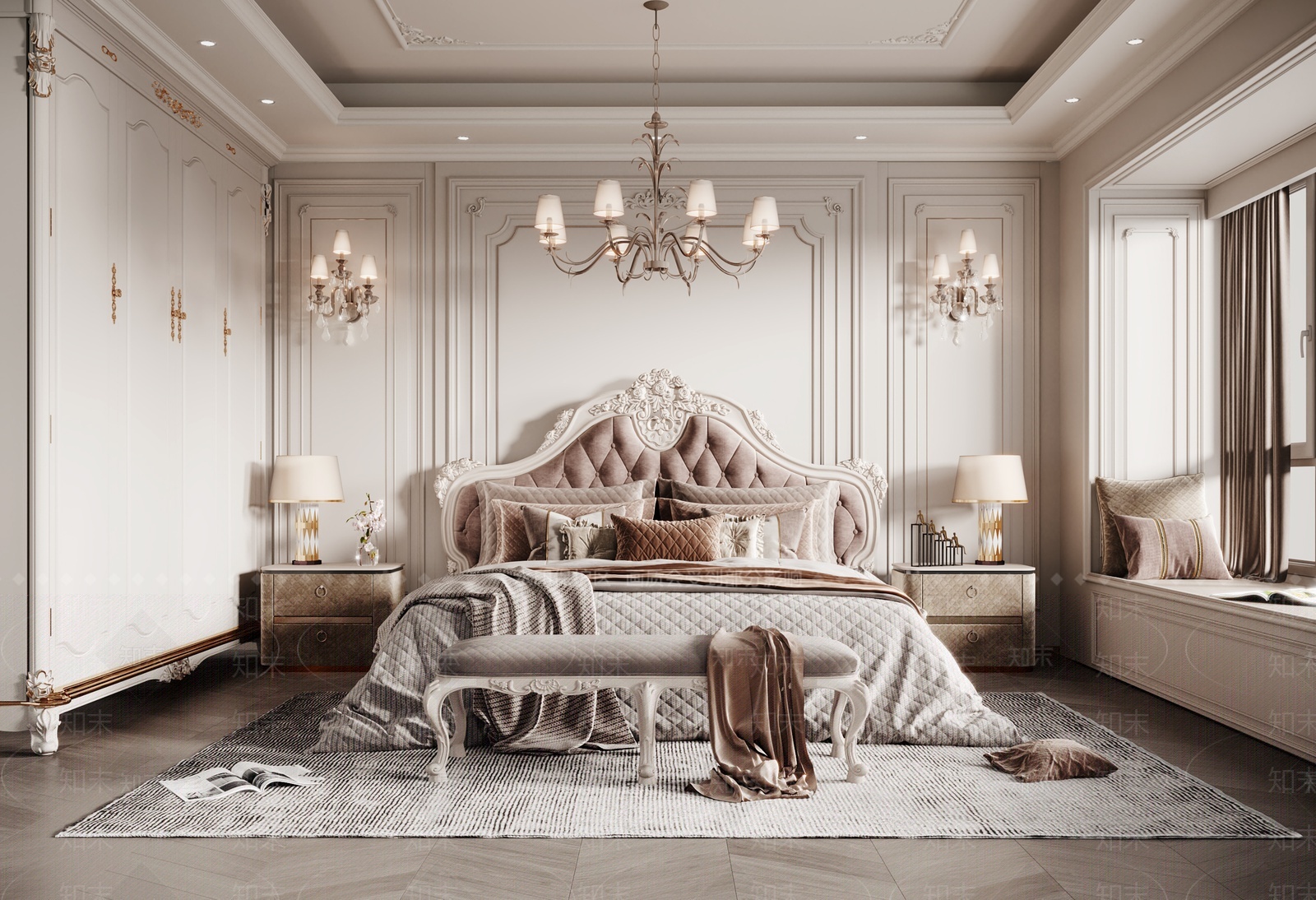 欧式古典卧室3D模型下载【ID:1208269162】