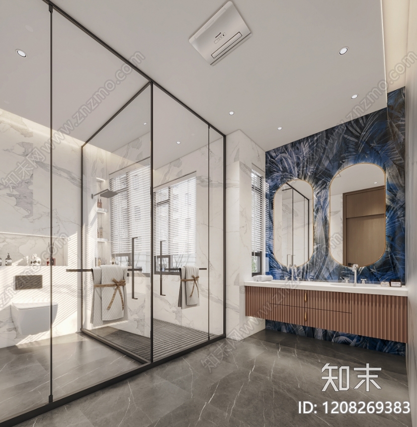 现代轻奢卫生间cad施工图下载【ID:1208269383】