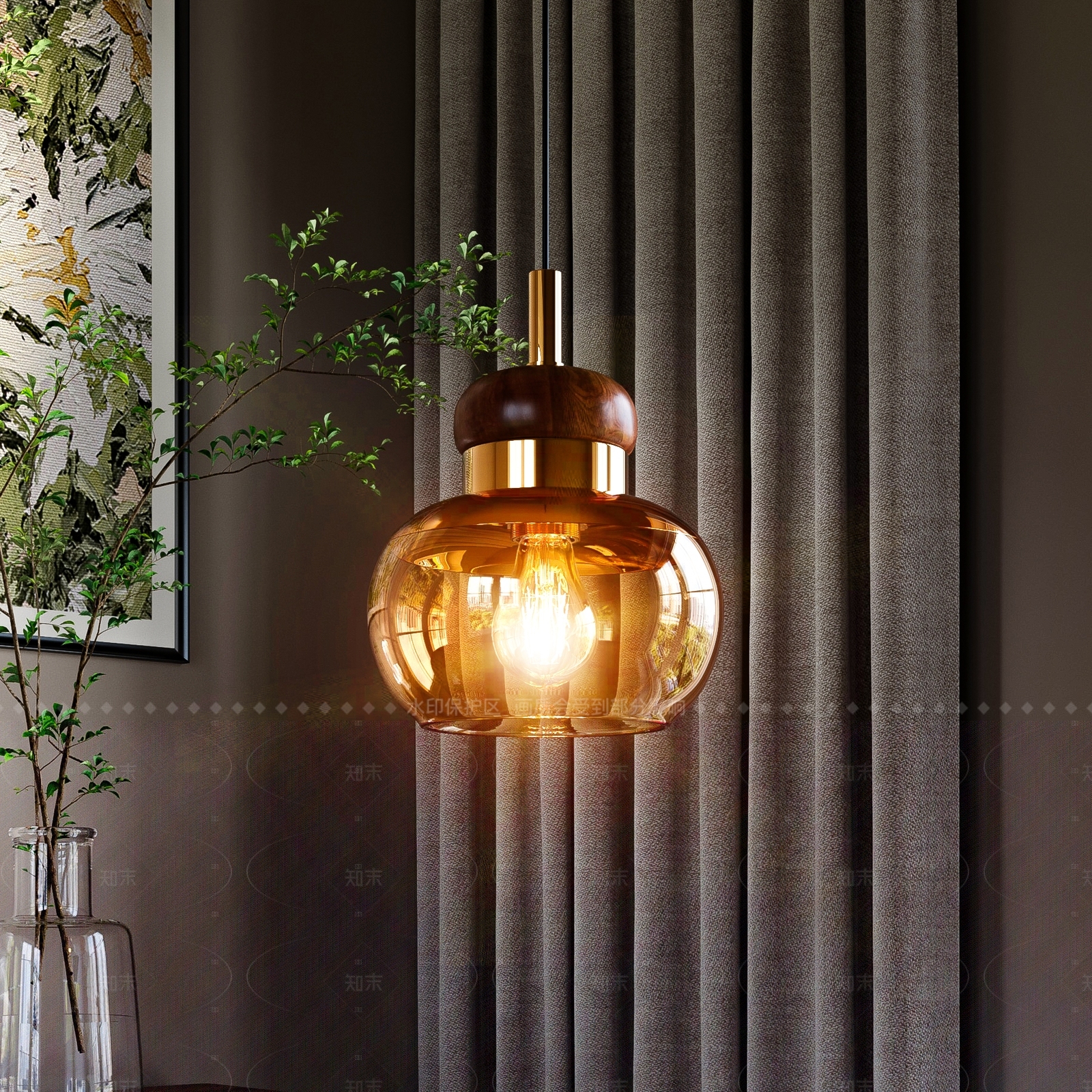 法式卧室吊灯3D模型下载【ID:1208269424】