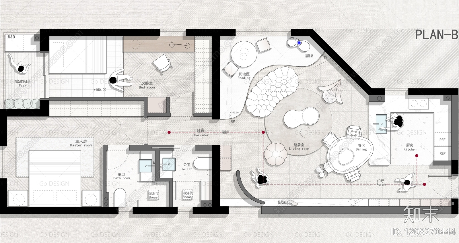 小户型平层施工图下载【ID:1208270444】