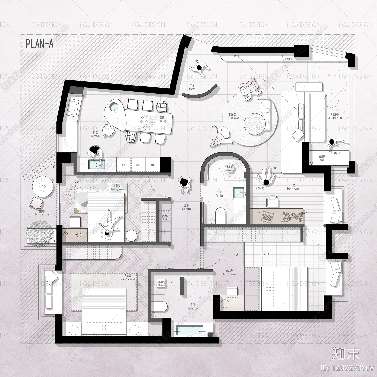 小户型平层cad施工图下载【ID:1208270808】