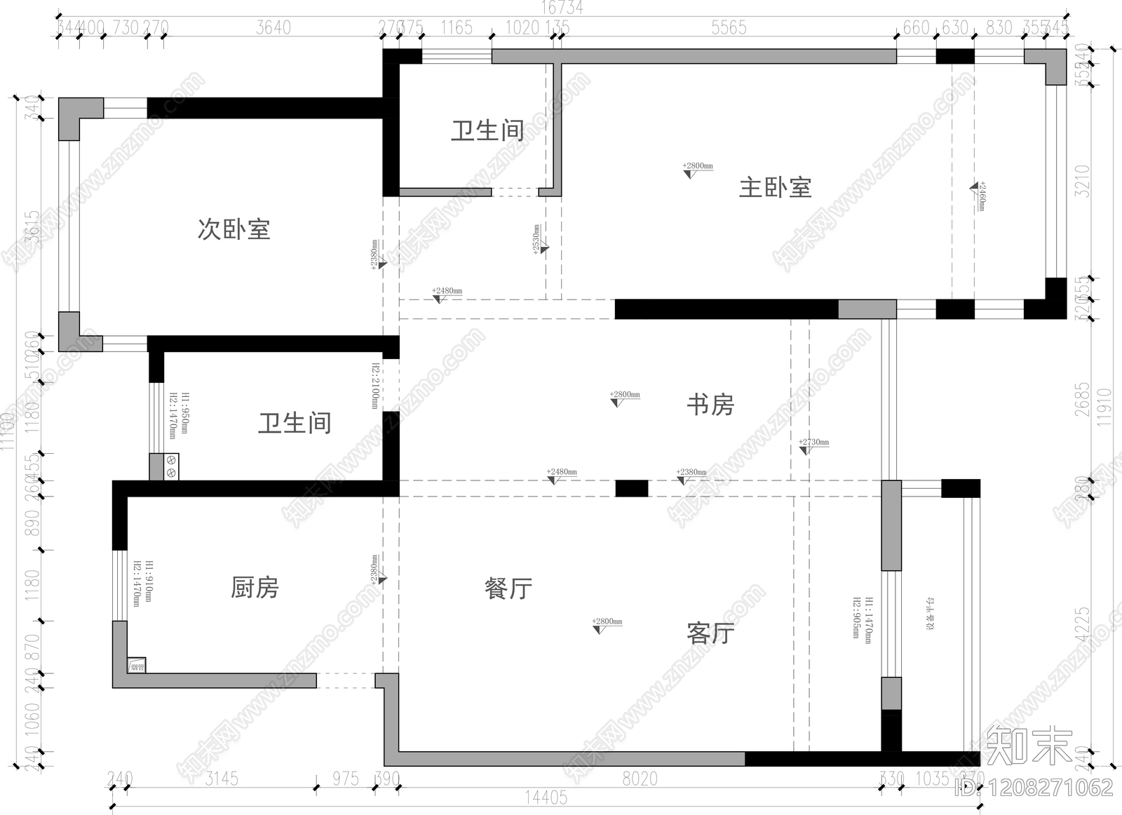 大平层cad施工图下载【ID:1208271062】