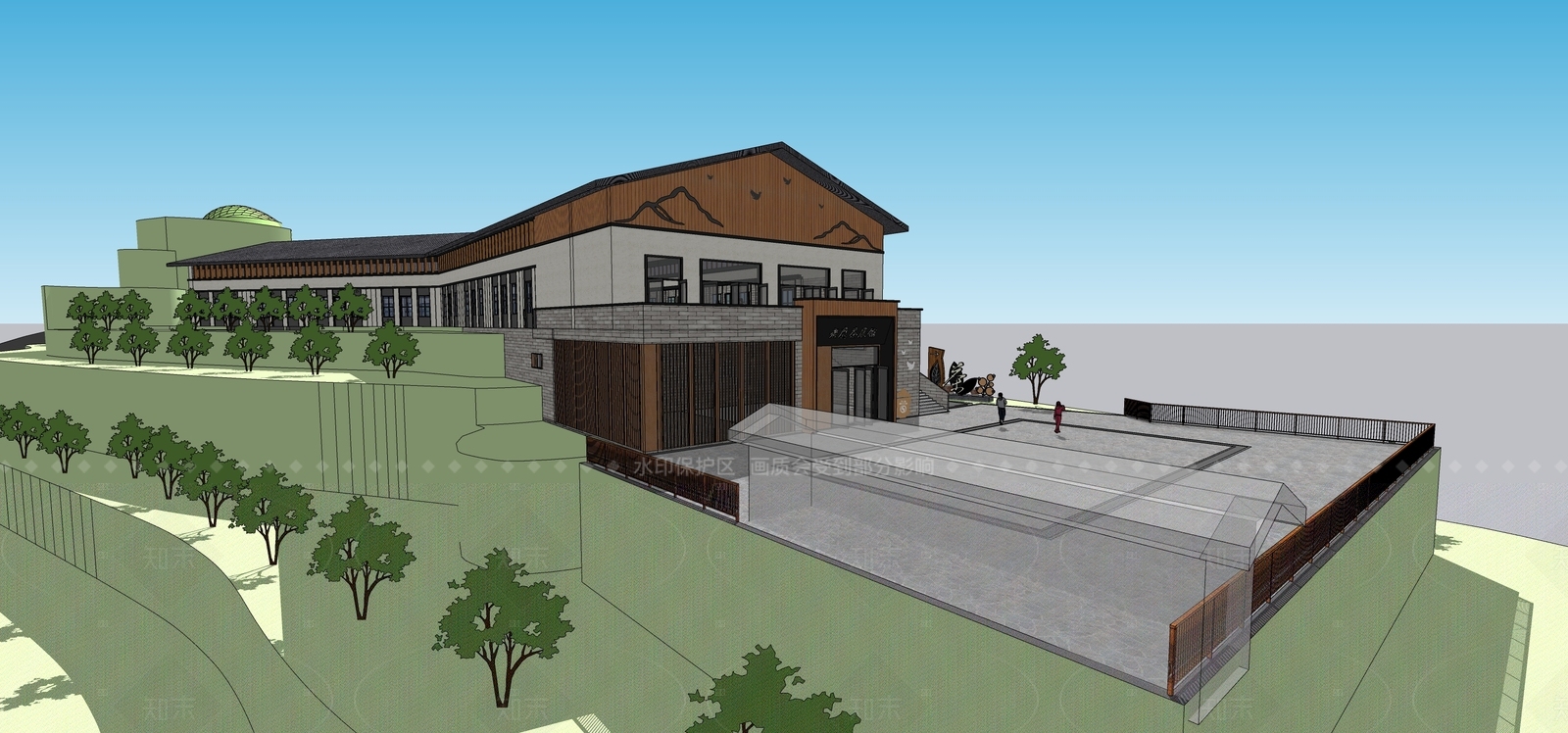 新中式商业街SU模型下载【ID:1208271535】